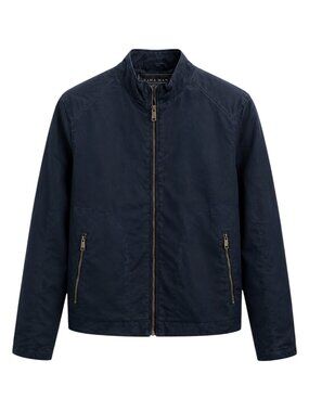 Zara Men's Navy Zip-Up Bomber Jacket
